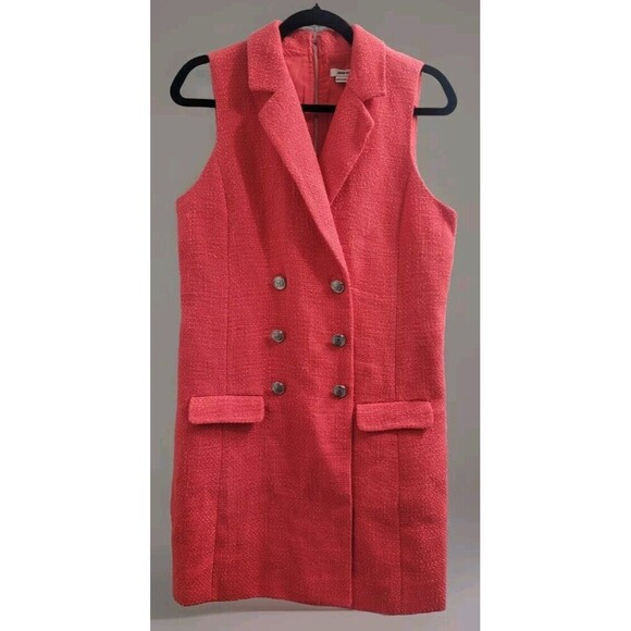 NWT JASON WU Button Detail Orange Boucle Tweed Sleeveless Blazer Dress Sz M $325 - Picture 1 of 13